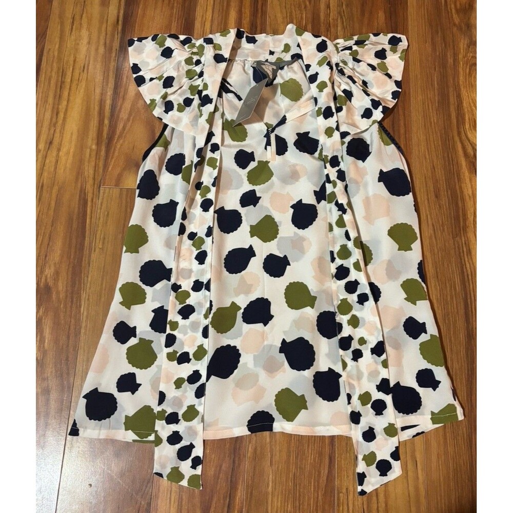 Anthropologie Girls From Savoy Printed Silk Blouse Cap Sleeve Size 10 NWT